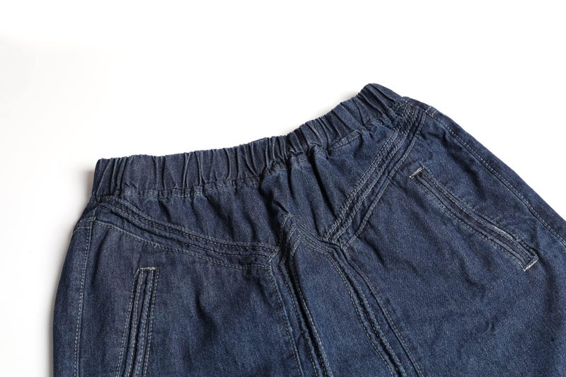 ebossy Women's Casual Elastic Waist Frayed Hem A-Line Distressed Hippie Long Maxi Denim Skirt (Medium, Dark Blue) - Image 2
